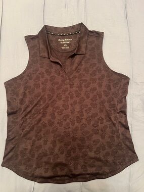 Tommy Bahama Brown Pineapple Jacquard Sleeveless Polo Tank